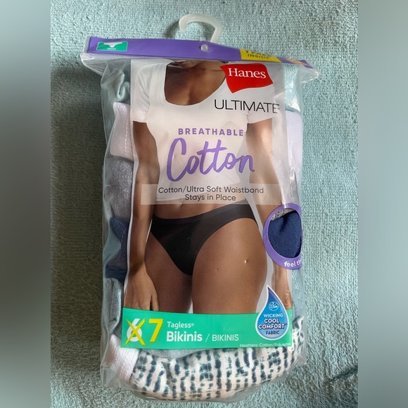 HANES Ultimate Breathable Cotton Bikinis Size 7 Tagless-7 pack - Picture 1 of 5